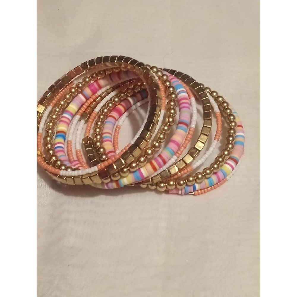 Bright and Preppy Heishi Stretch Bracelet Stack Set